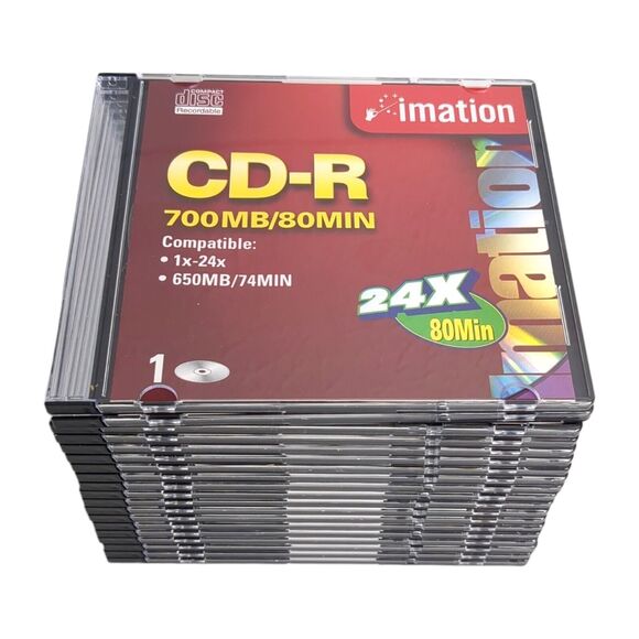 Lot of 19 Imation CD-R 700MB/80MIN 24X Compact Discs Slim Case New - Picture 1 of 5